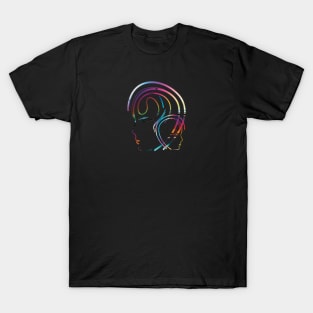 Rainbow Abstract Face Line Drawing T-Shirt